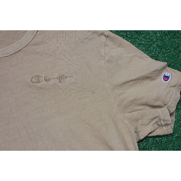 Champion Beige Logo T-Shirt Men’s Large Casual Athletic Tee - Picture 2 of 7